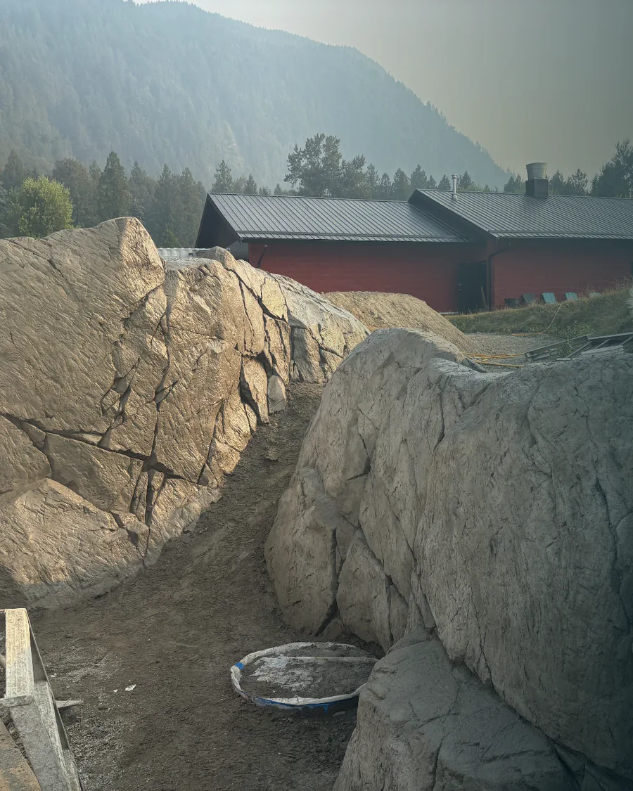 Rockwork construction at East Point Reef Club